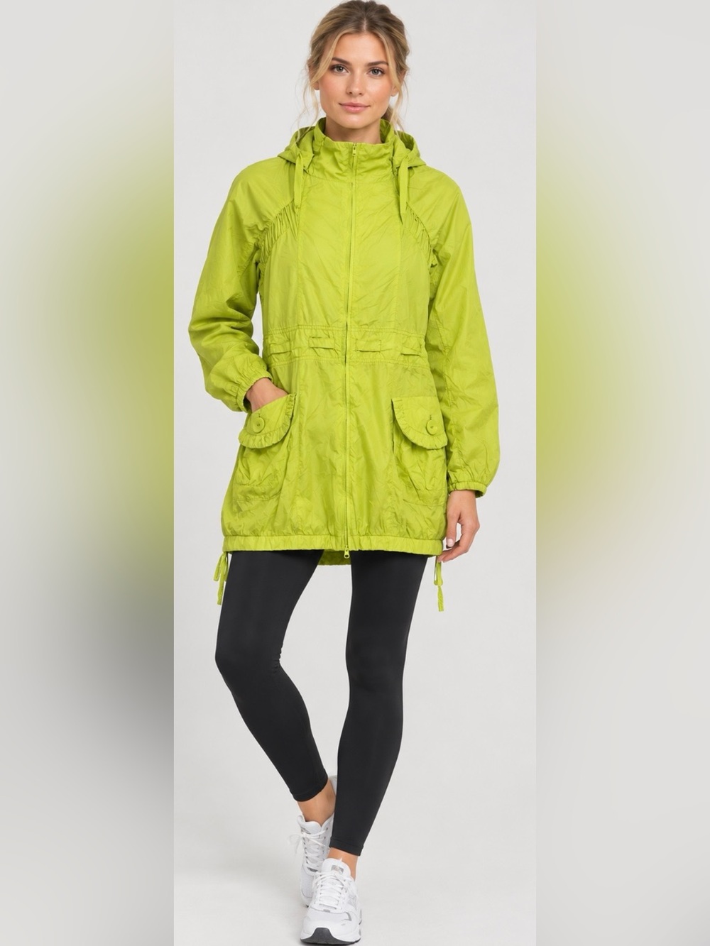 Adidas by Stella McCartney Lime Green
Hooded Windbreaker Jacket. Size Small